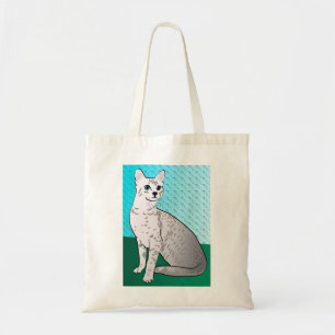 Bolsa Tote Gato de Mau do egípcio - fundo do aqua