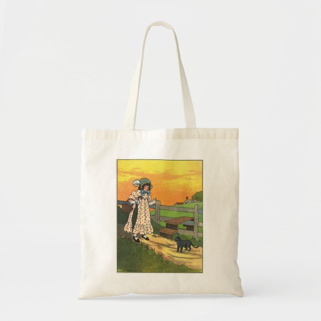 Bolsa Tote Gato de merda onde você esteve? Madre Goose Rhyme (Frente)