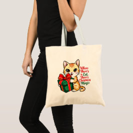 Bolsa Tote Gato de Natal Adorável Presente de Férias para Ama
