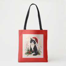 Gato de Natal de Smoking com Chapéu de Papai Noel