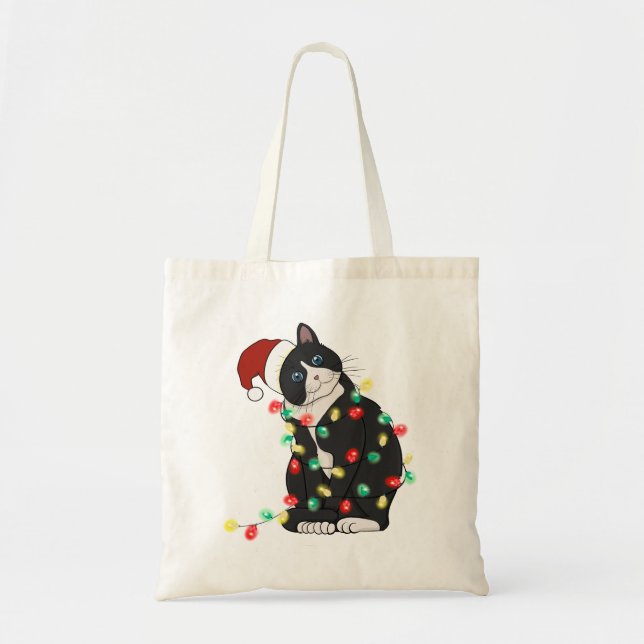 Bolsa Tote Gato de Natal Engraçado (Frente)