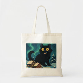 Bolsa Tote Gato de Natal Islandês do Yule com Luzes do Norte