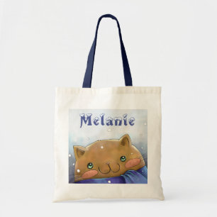 Bolsa Tote Gato de Natal Personalizado de Inverno Fofo
