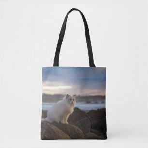Bolsa Tote Gato de Ragdoll na praia