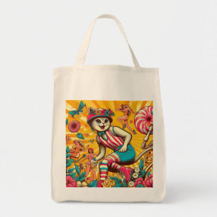 Bolsa Tote Gato de skater do cilindro retrátil personalizável