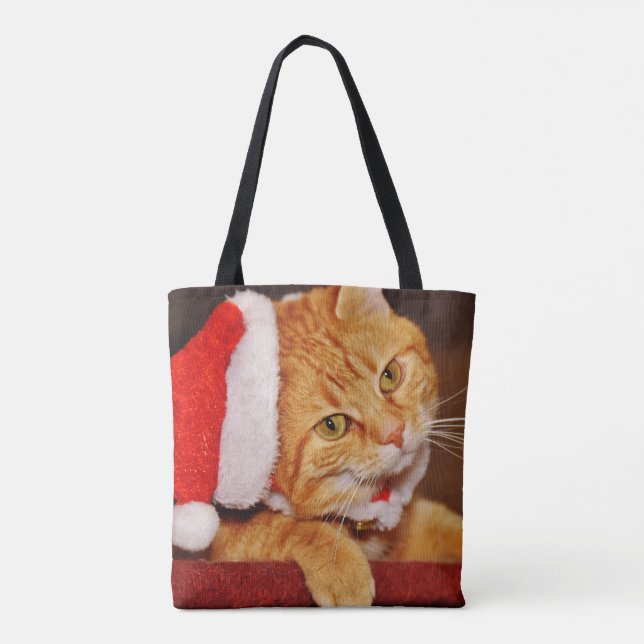 Bolsa Tote Gato de Tabby Laranja Natal (Verso)