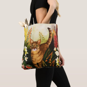 Bolsa Tote Gato De Vintagem Na Aquarela De Jardim Sangrento