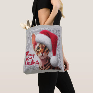 Bolsa Tote Gato Devon Rex de Natal, Gato de Papais noeis de N