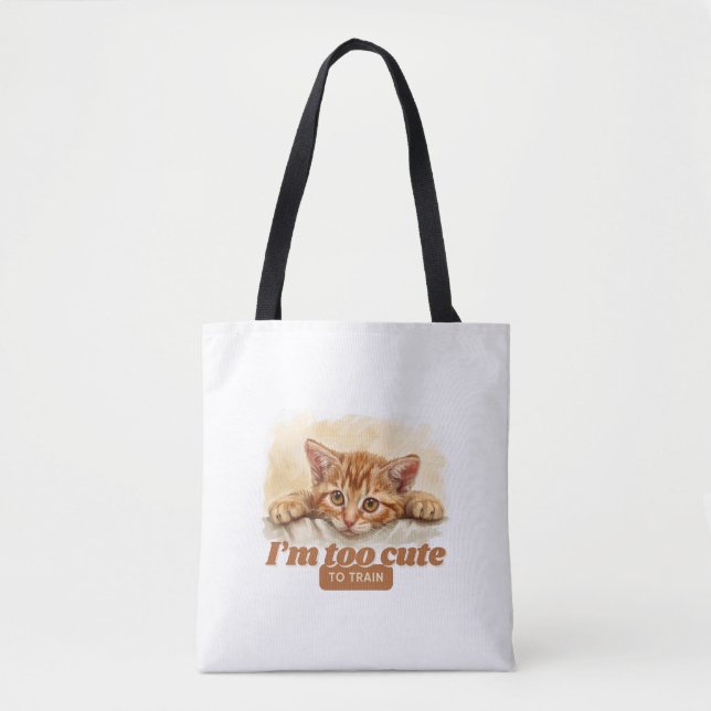 Bolsa Tote Gato divertido "Sou muito bonito para treinar" (Frente)