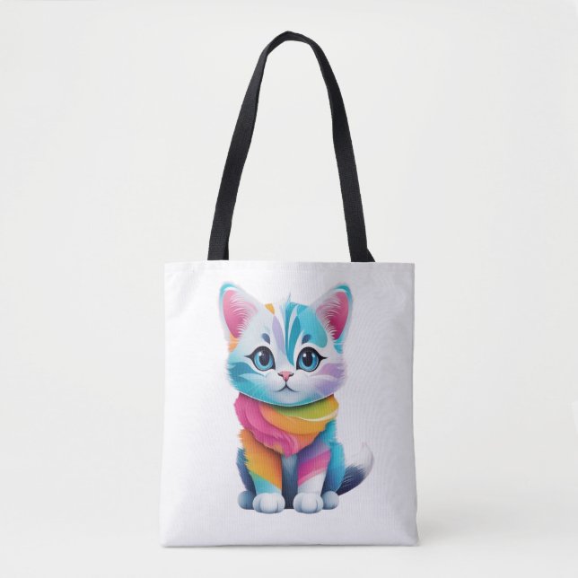 Bolsa Tote gato-do-arco-íris (Frente)