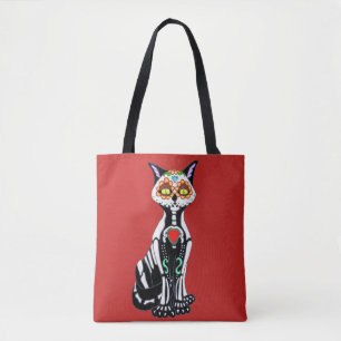 Bolsa Tote Gato do crânio do açúcar