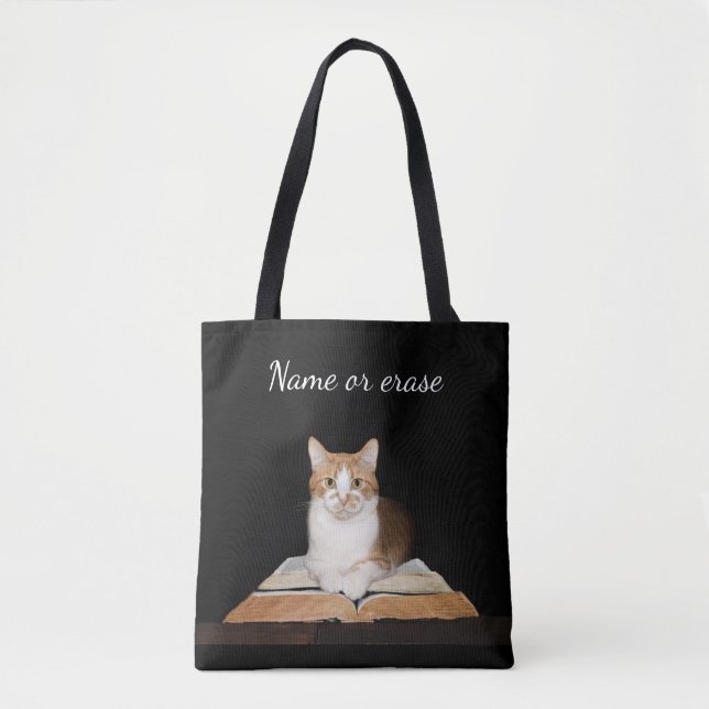 Bolsa Tote Gato do gatinho com livros (Frente)