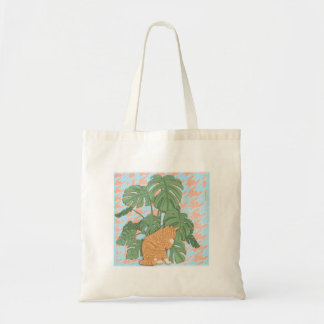 Bolsa Tote Gato do gengibre pela sacola do design de planta