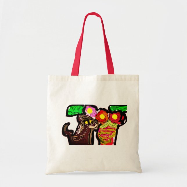 Bolsa Tote Gato e flores (Frente)