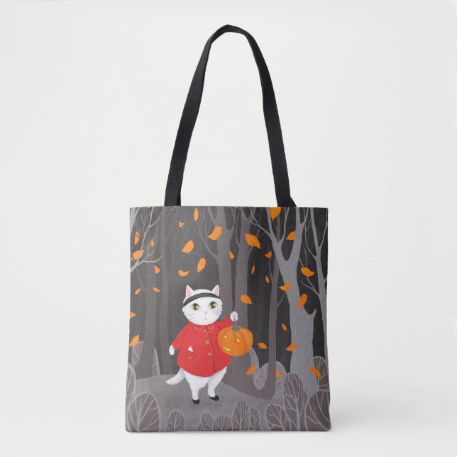 Bolsa Tote Gato e Jack, o lanterno, bonitinho (Frente)