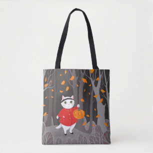 Bolsa Tote     Gato e Jack, o lanterno, bonitos Halloween