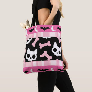 Bolsa Tote Gato e Morcego do Gótico de Pastel