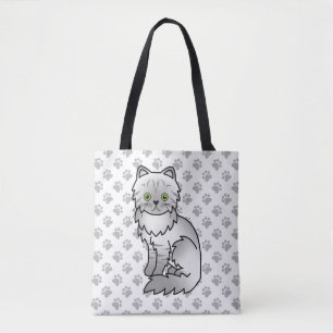 Bolsa Tote Gato e patas de café prateado Chinchilla Persa