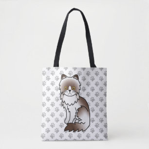 Bolsa Tote Gato e patas de cartoon persa de cor Bi-colorido d