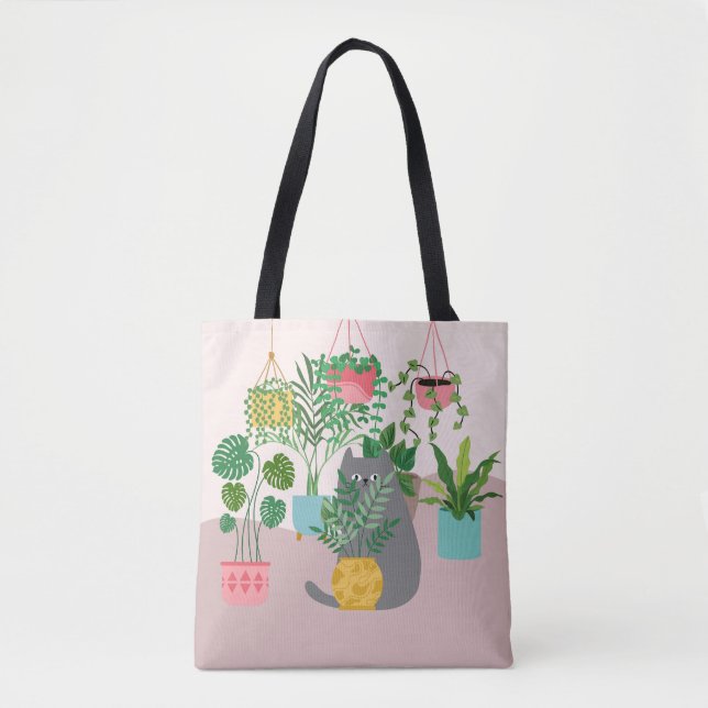Bolsa Tote Gato e Plantas (Frente)