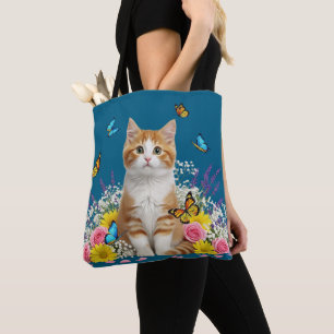 Bolsa Tote Gato e Saco de Borboleta