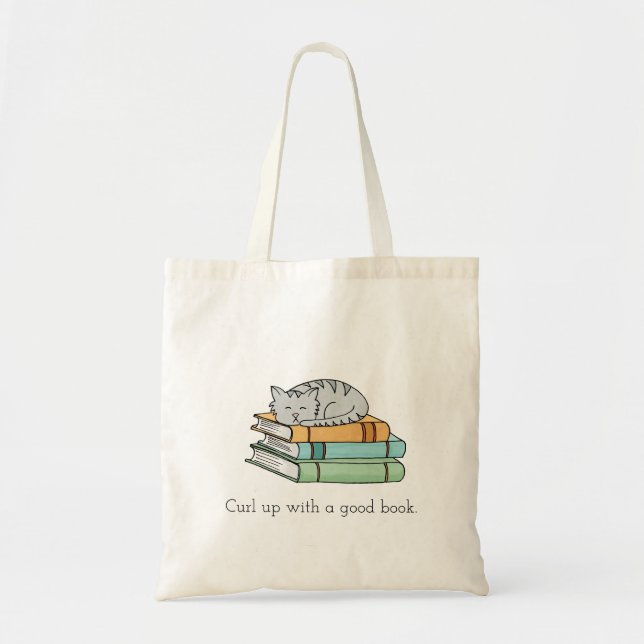 Bolsa Tote Gato e sacola dos livros (Frente)