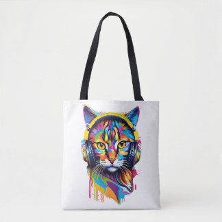 Bolsa Tote Gato em fones de ouvido