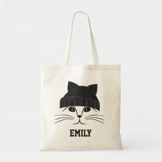 Bolsa Tote Gato em Lã Fato Personalizado (Frente)
