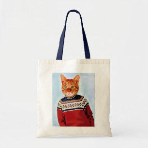 Bolsa Tote Gato em Ski Sweater
