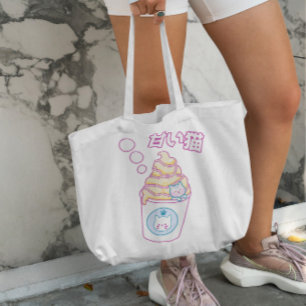 Bolsa Tote Gato Em Sorvete De Baunilha