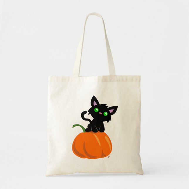 Bolsa Tote Gato em uma sacola da abóbora (Frente)