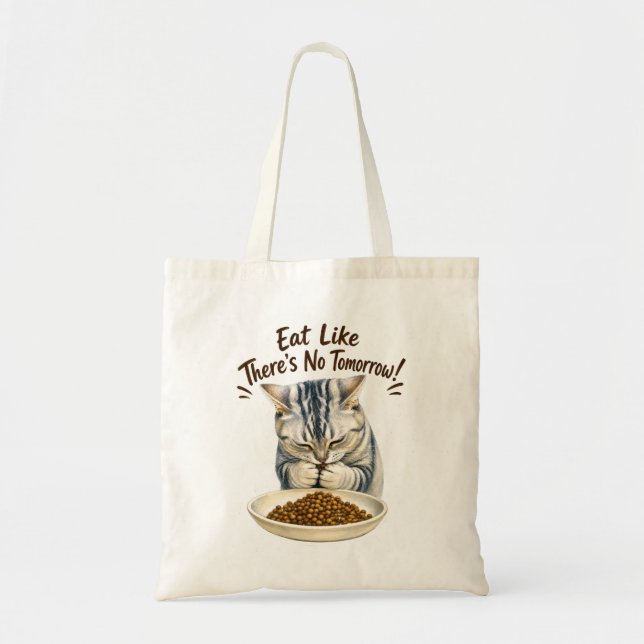 Bolsa Tote Gato Engraçado Comendo Petiscos (Frente)