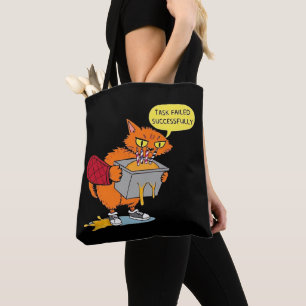 Bolsa Tote Gato Engraçado de Confeitaria: Tarefa Falhou com S
