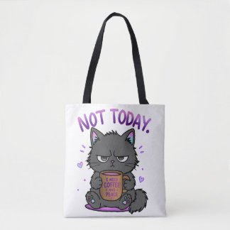 Bolsa Tote Gato Engraçado e Mal-Humorado Não Hoje Amante de C