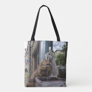 Bolsa Tote Gato Engraçado e Sedento na Rua Francesa
