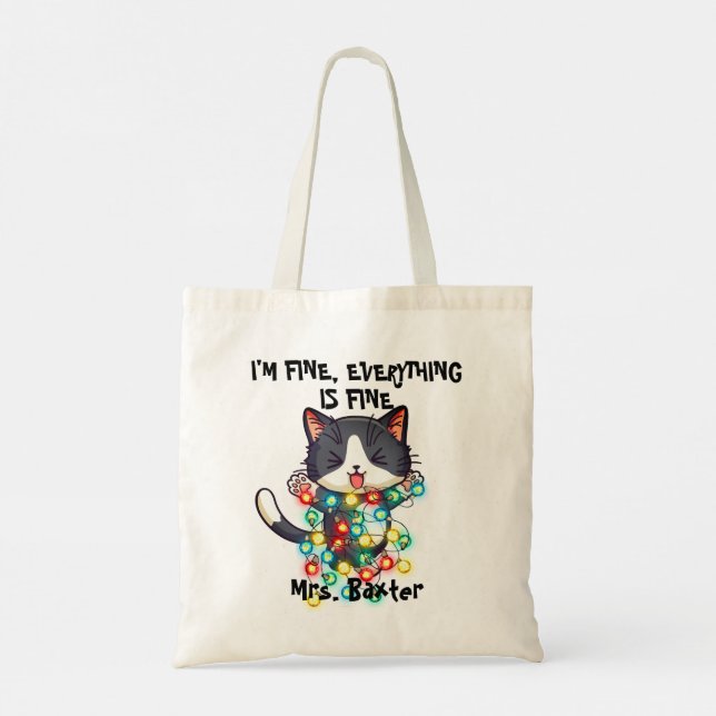 Bolsa Tote Gato Engraçado Eu Sou Bonito Luzes Menos Humor Do  (Verso)
