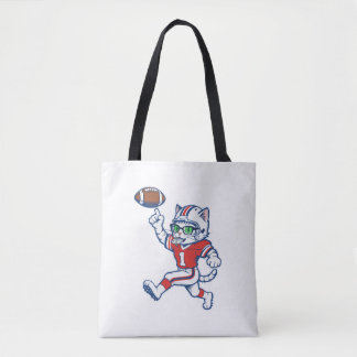 Bolsa Tote Gato engraçado jogador de futebol americano