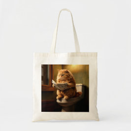 Bolsa Tote Gato Engraçado no Banheiro | Quirky Bathroom Humor