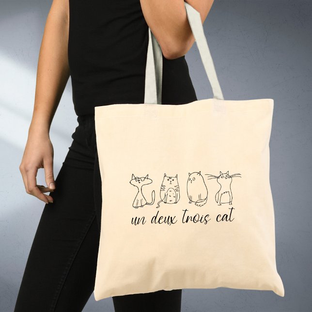 Bolsa Tote Gato Engraçado Un Deux Trois (Cat people make shopping fun with this cute cat totebag )