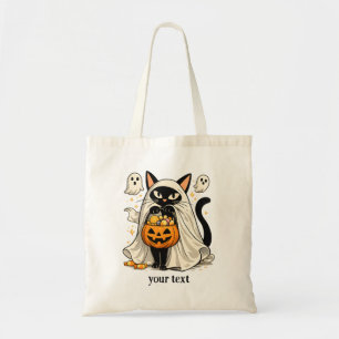 Bolsa Tote Gato Fantasma Fofo Truque ou Tratamento Halloween