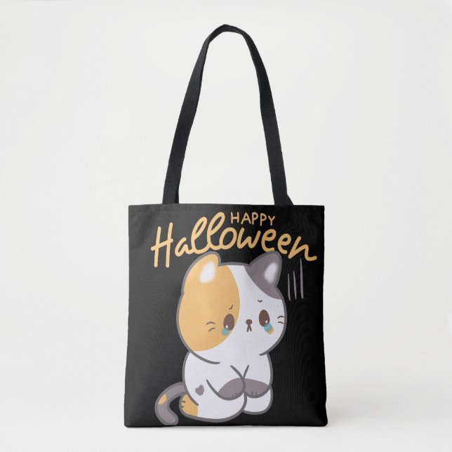 Bolsa Tote Gato Feliz Hallowen (Frente)