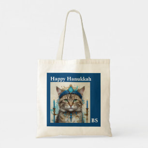 Bolsa Tote Gato Festivo disfarçado de Hanukkah brincalhão
