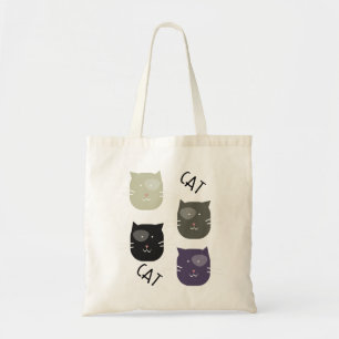 Bolsa Tote Gato Fofo com Manchas e Biblioteca de Texto