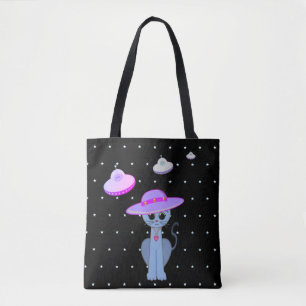 Bolsa Tote Gato Fofo em um Chapéu