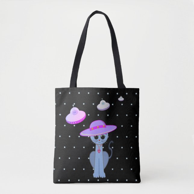 Bolsa Tote Gato Fofo em um Chapéu (Frente)