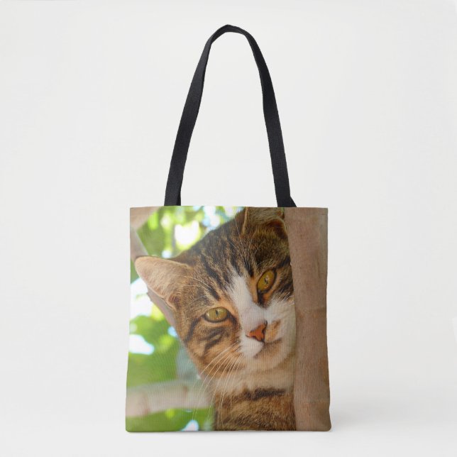 Bolsa Tote Gato Fofo Subindo em uma Árvore (Frente)
