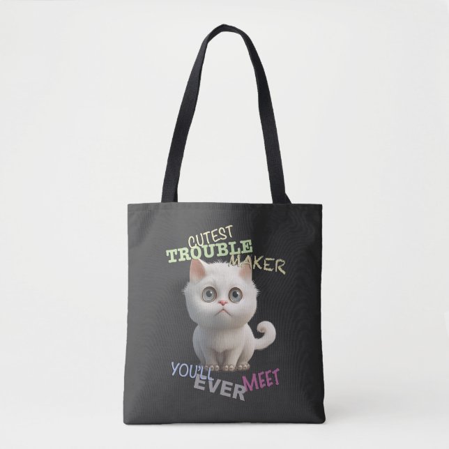 Bolsa Tote Gato Gatinho Cuttest Troubleshoot Maker Uma Divers (Frente)