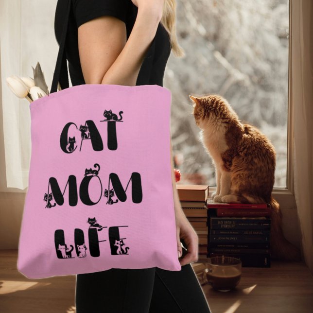 Bolsa Tote Gato-Gato-Gato-Rosa Dia de as mães-Giro-Mãozinho (Criador carregado)