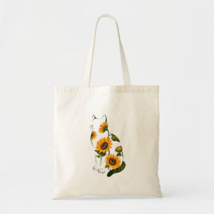 Bolsa Tote Gato Girassol Arte de Linha