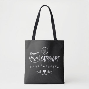 Bolsa Tote Gato Gpt Engraçado Pixel Gato IA / Citação de Tecn